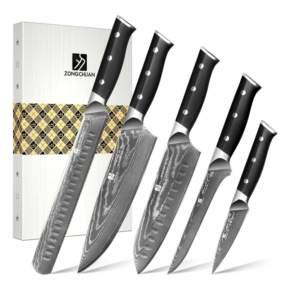 Untitled design - 2026-02-08T051826.493 5-Piece Damascus Chef Knife Set - Image 1
