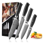 Wakoli Mikata 4-Piece Damascus Knife Set